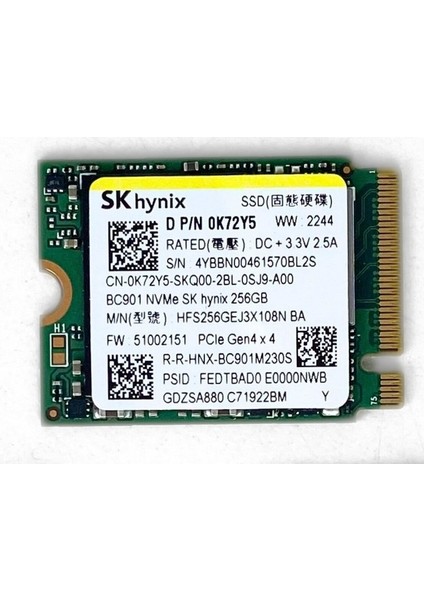 Sk Hynıx 2230 HFS256GEJ3X108N 256 GB Nvme M.2 Sss Hard Disk