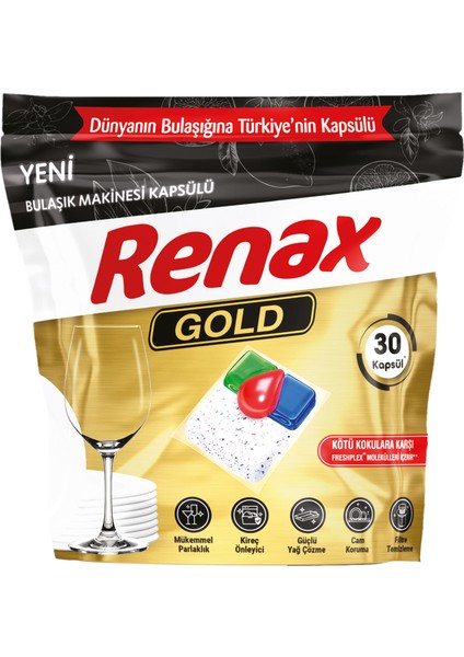 Renax Gold Bulaşık Makinesi Kapsülü Hepsi Bir Arada 30 Lu