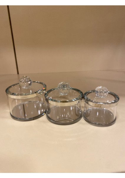 Dekoratif 3'lü Mücevher Kutusu Kristal Gümüş modelleri