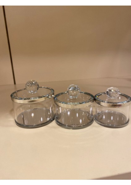 Dekoratif 3'lü Mücevher Kutusu Kristal Gümüş fırsatları