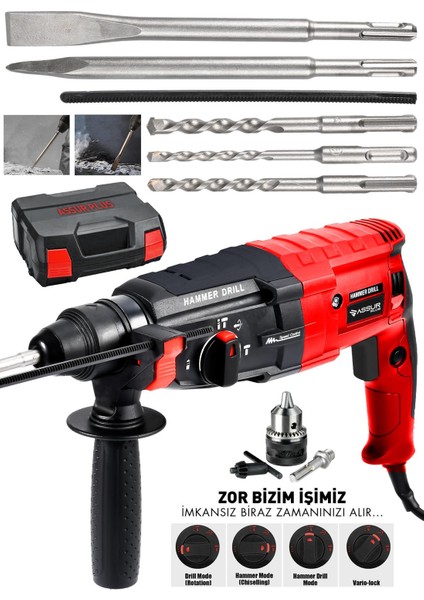 Assur Plus 850W Metal Şanzıman Darbeli Matkap Kırıcı Delici Hilti 2-28mm