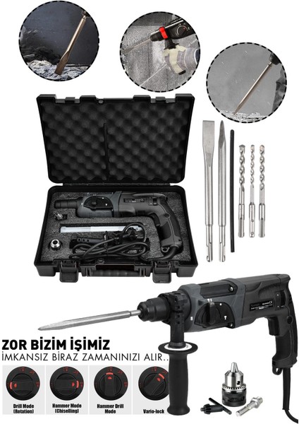 Assur Plus Extra Güçlü Pro Kırıcı Delici Darbeli Hilti Matkap 850 W Siyah