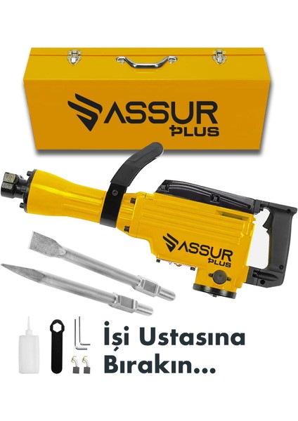 Assur Plus Büyük Tip Kırıcı Hilti Kavrama Kollu 16 kg 3 Metre Kablolu Sarı 65MM