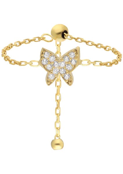 Zincirli Kelebek Yüzük 718855 Gold