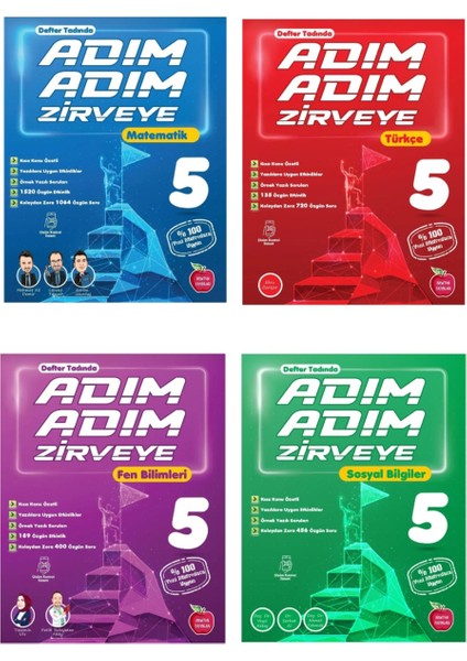 Yayınları 5. Sınıf Adım Adım Zirveye Matematik Soru Bankası - Türkçe Soru Bankası - Fen Bilimleri Soru Bankası - Sosyal Bilgiler Soru Bankası