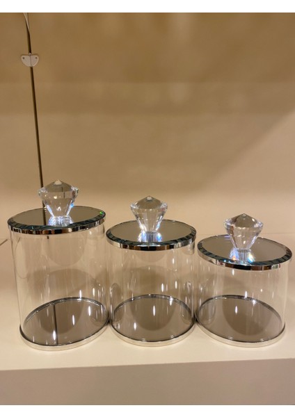 Kavonoz Seti 3'lü Kristal Gümüş