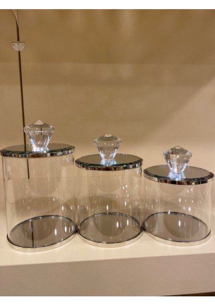 Kavonoz Seti 3'lü Kristal Gümüş indirimleri