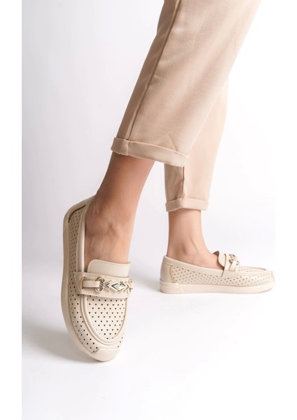 Lıly Bağcıksız Ortopedik Rahat Taban Krem Babet fiyatları