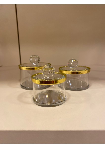 3'lü Dekoratif Kristal Mücevher Kutusu Altın