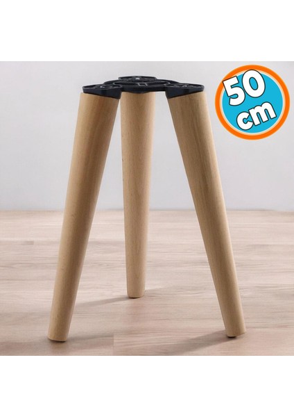 50 cm Ahşap Sehpa 3'lü Ayak Takımı Zigon Puf Tabure Ayağı Masa Ayakları 50 cm Bağlantı Aparatı Dahil