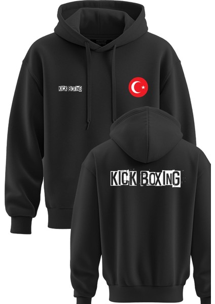 Kick Boks Baskılı 3 Ip Kapşonlu Sweatshirt Kick Boks Hoodie