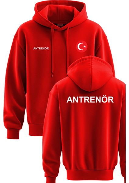 Antrenör Baskılı 3 Ip Kapşonlu Sweatshirt Antrenör Hoodie