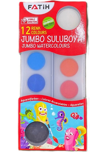 Boyama Seti Jumbo Boy Sulu Boya ve 6 Renk Parmak Boyası 25 ml