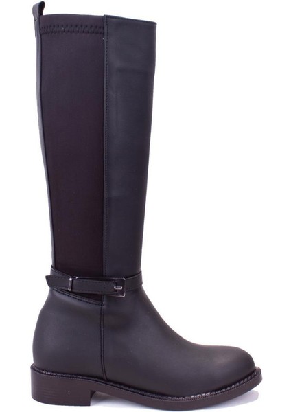 DZA07-43624913 Siyah Günlük Streçli Düz Topuk Kadın Çizme fiyatları