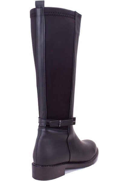 DZA07-43624913 Siyah Günlük Streçli Düz Topuk Kadın Çizme fırsatları