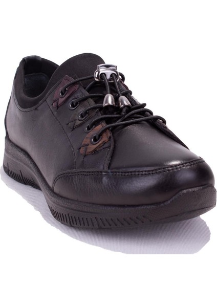 DZA07-122042642 Siyah Ortopedik Günlük Deri Kadın Ayakkabı