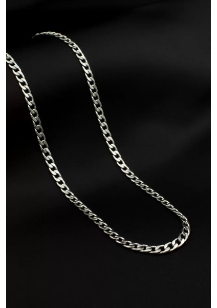 925 Ayar Gümüş Unisex Gurmet Zincir Kolye 4 mm Genişlik
