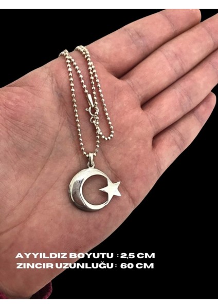 925 Ayar Gümüş Ay Yıldız Kolye