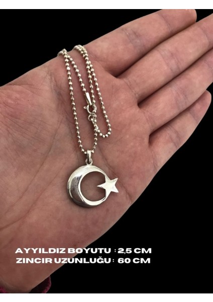 925 Ayar Gümüş Ay Yıldız Kolye
