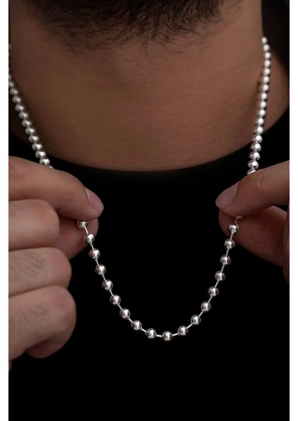 925 Ayar Gümüş Unisex Tırnak Makası Model Gümüş Top Zincir 4 mm