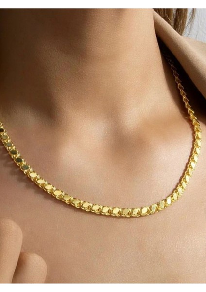 925 Ayar Gümüş Gold Altın Kaplama Pullu Zincir Kolye 4 mm fiyatları