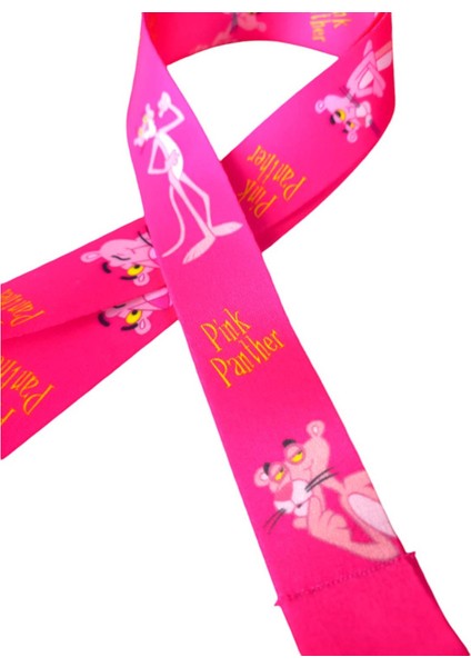 Pembe Panter Kart Askı Ipi, Yaka Askı Ipi, Telefon Askısı ve Mor Plastik Yatay Kartlık