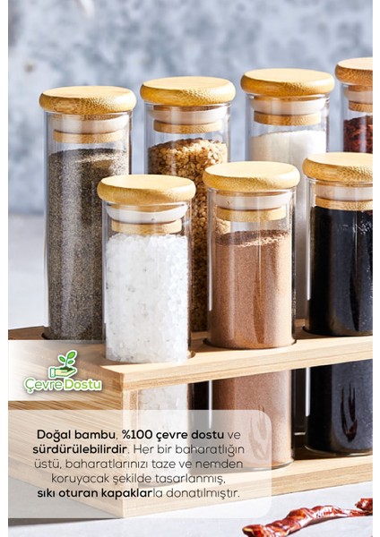 Bambu 8li Cam Baharatlık Standlı modelleri