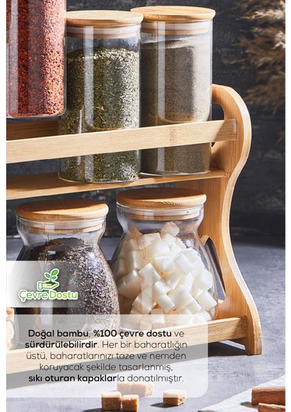 Bambu 7li Cam Baharatlık Standlı modelleri