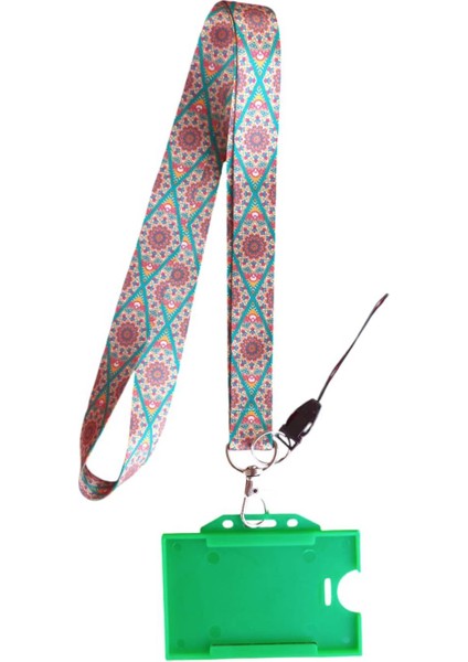 Otantik Iı Kart Askı Ipi, Yaka Askı Ipi, Telefon Askısı ve Yeşil Plastik Yatay Kartlık