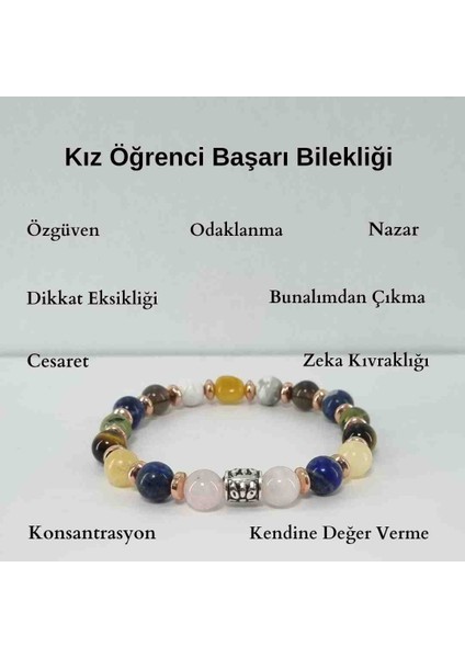 Sertifikalı Orjinal Doğaltaş Kız Öğrenci Başarı Bilekliği