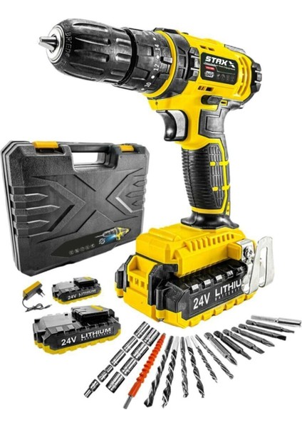 STX1069 24V Çift Akülü Şarjlı Vidalama Darbeli Matkap Çantalı Set + 24PARÇA Usta Seti
