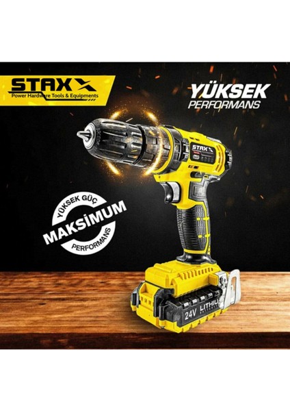 STX1069 24V Çift Akülü Şarjlı Vidalama Darbeli Matkap Çantalı Set + 24PARÇA Usta Seti