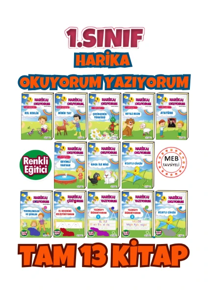 1. Sınıf Için Harika Okuyorum Yazıyorum 13 Kitaplık Set