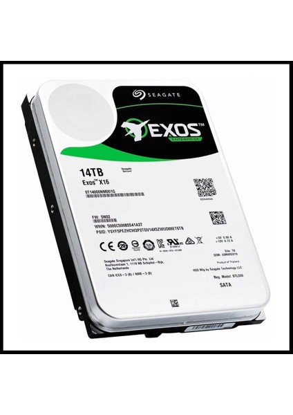Exos X16, ST14000NM001G, 3.5 ", 14TB, 256MB, 7200 Rpm, 7/24 Enterprise, Data Center-Güvenlik-Nas-Server, HDD modelleri
