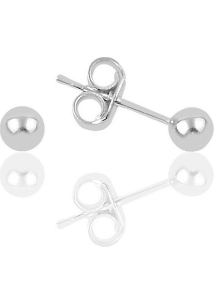 Top Gümüş Küpe 4 mm