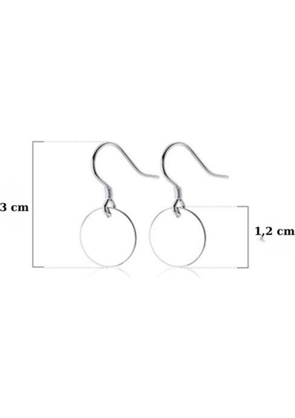 Kadın Sallantılı Plaka Pul Model 925 Ayar Gümüş Kancalı Küpe 12 mm
