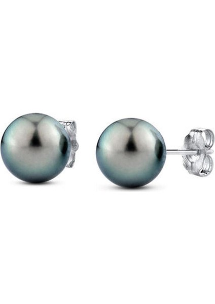 925 Ayar Gümüş Siyah Inci Kadın Küpe 8 mm modelleri