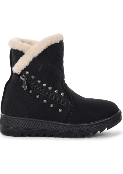 Hezan Fermuarlı Kız Çocuk Bot Ayakkabı Siyah - Bej fırsatları