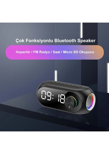 Bluetooth S8 Rgb LED Işıklı Dijital Saat Alarm Şarjlı Hoparlör Mp3 Fm Çok Fonksiyonlu Speaker fiyatları