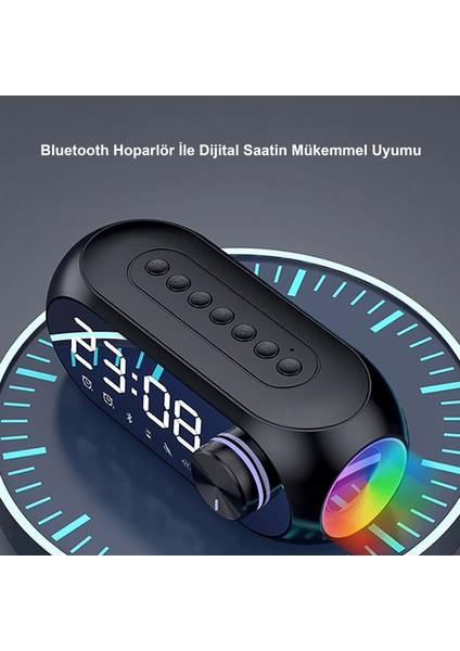 Bluetooth S8 Rgb LED Işıklı Dijital Saat Alarm Şarjlı Hoparlör Mp3 Fm Çok Fonksiyonlu Speaker modelleri