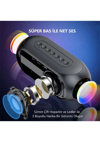 Bluetooth S8 Rgb LED Işıklı Dijital Saat Alarm Şarjlı Hoparlör Mp3 Fm Çok Fonksiyonlu Speaker indirimleri