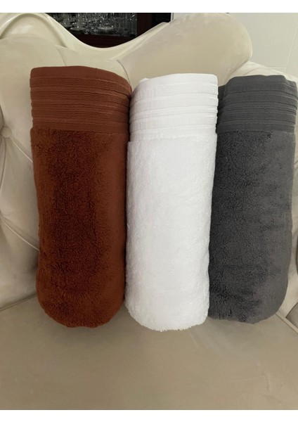 Ultrasoft Battal Banyo Havlusu Pamuklu Fluffy Pofidik Şerit Detaylı