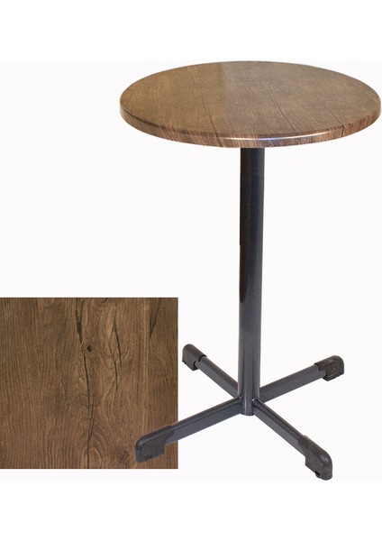 Bistro Masa (Halley Werzalit Yuvarlak 60CM) - Rustic Dark