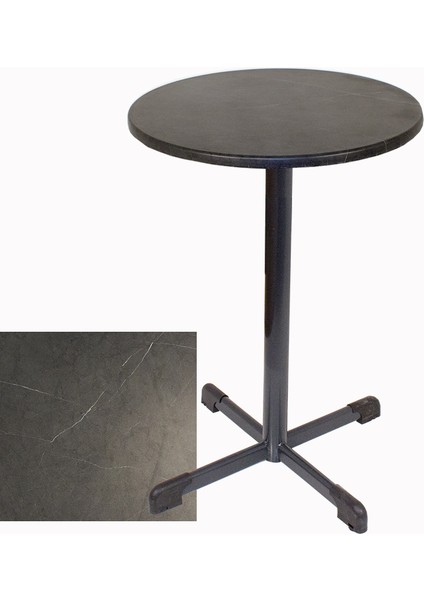 Bistro Masa (Halley Werzalit Yuvarlak 70CM) - Grey Marble