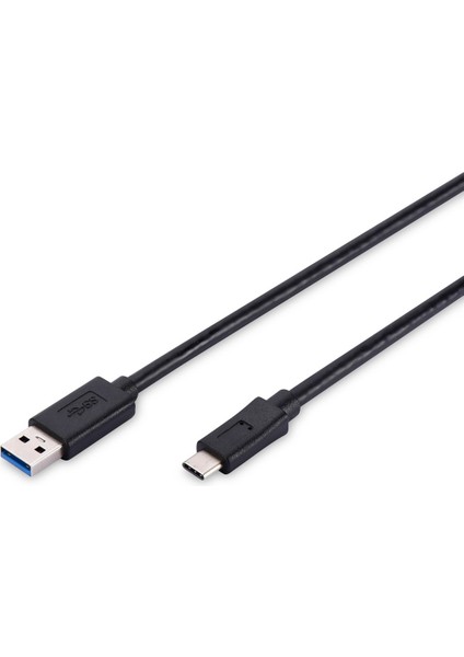 USB Tip C Bağlantı Kablosu, USB Tip C Erkek (USB 3.1/3.0/2.0) - USB Tip A Erkek (USB 3.0/2.0), 1 metre, AWG 24/28, 2x zırhlı, UL, nikel kaplama, siyah renk, Super Speed