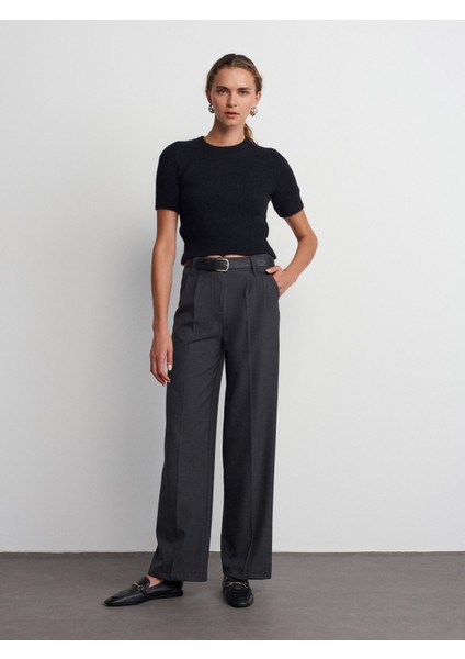 10651 Bisiklet Yaka Yumuşak Dokulu Kısa Kol Triko Kazak-Siyah modelleri