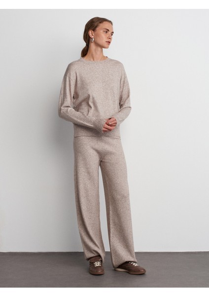 10633 Bisiklet Yaka Basic Triko Kazak-Vizon M. modelleri