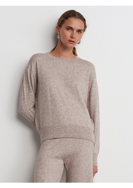 10633 Bisiklet Yaka Basic Triko Kazak-Vizon M. indirimleri