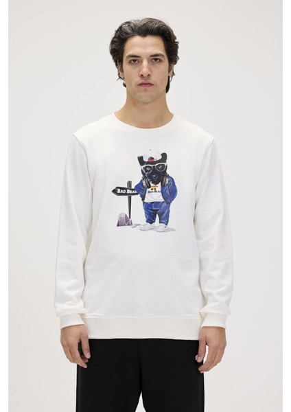 Panther Crewneck Off White Erkek Beyaz Bisiklet Yaka Sweatshirt