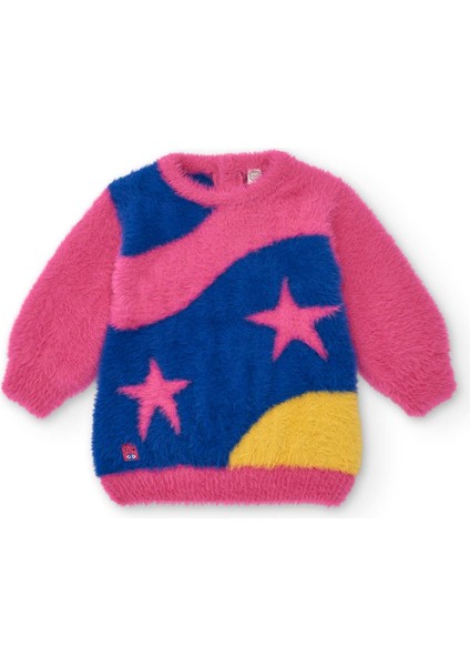 Yıldızlı Peluş Elbise - Pembe